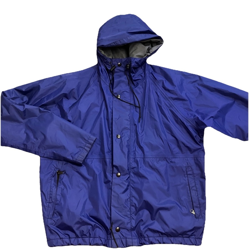 Log House Designs Mens Large‎ Gore-Tex Full Zip Jacket Blue Hooded USA Vintage